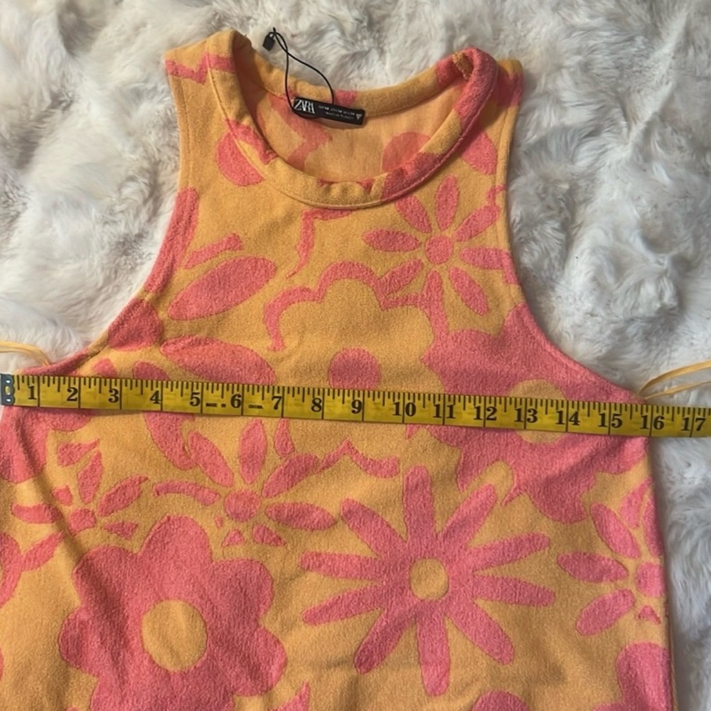 ZARA Pink + Orange Floral Mini+Dress - Picture 6 of 6